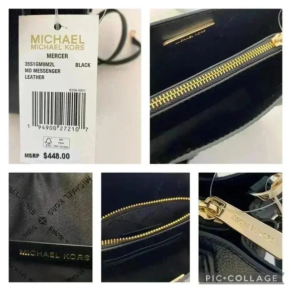 Michael Kors purse mercer Hope messenger crossbody bag black leather - Picture 8 of 10